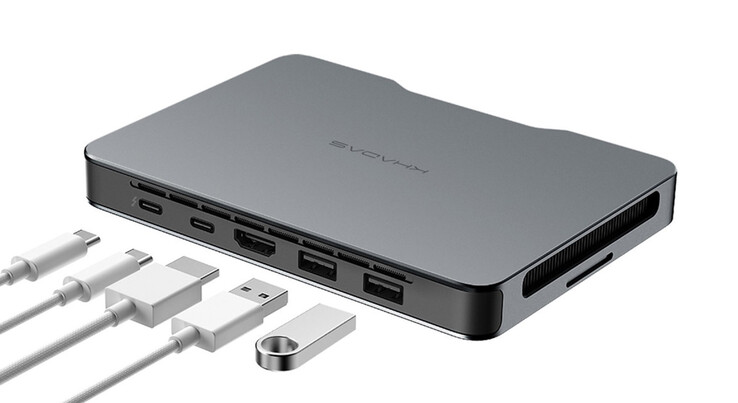 Achterkant: 1x Thunderbolt 4 (40 Gbps), 1x USB4 (40 Gbps), 1x HDMI 2.0 (18 Gbps), 2x USB-A 3.2 Gen2 (10 Gpbs) (bron: Khadas)