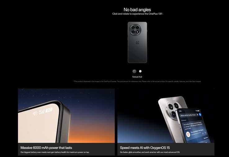 Geadverteerde batterijcapaciteit van de OnePlus 13R op de officiële teaser webpagina (Afbeelding bron: OnePlus)