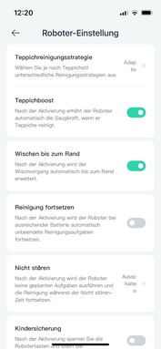 In de Xiaomi Home app kunnen verschillende opties worden ingesteld voor de stofzuig- en dweilrobot. (Afbeeldingsbron: Notebookcheck)