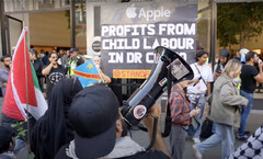 Apple iPhone 16: Tijdens de lancering werd er over de hele wereld geprotesteerd, waarbij Londen de mensenrechtenschendingen in Congo en Gaza benadrukte (bron: Youtube / Oinat)