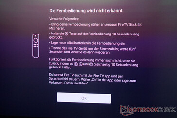 Een terugkerende foutmelding: Het volume kon niet worden aangepast via de Fire TV-afstandsbediening in de test.