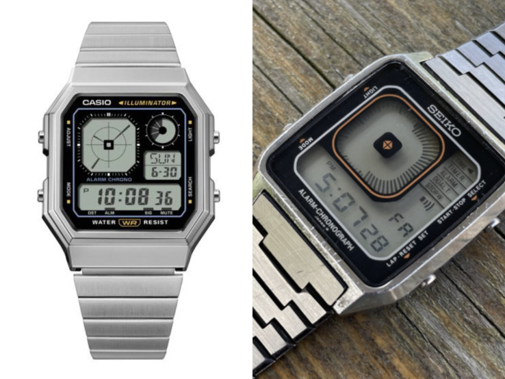 De nieuwe Casio A130WE-1AEF (links) en de Seiko G757 (rechts). (Afbeelding bron: David et Philly en My Retro Watches)