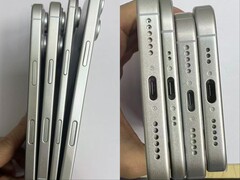 Vermeende iPhone 17-serie dummy-eenheden tonen de ultraslanke vormfactor van de iPhone 17 Air in vergelijking met de andere drie modellen. (Afbeeldingsbron: SonnyDickson op X)