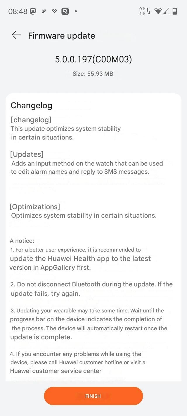 De Huawei Watch D2 5.0.0.197 update. (Afbeeldingsbron: u/Kubiac6666 via Reddit, vertaald met Google Translate)