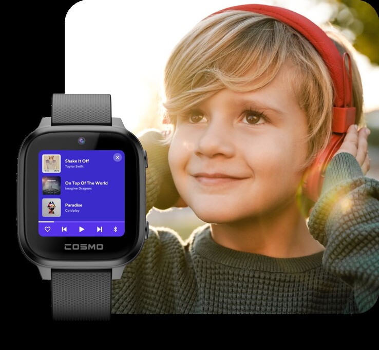 Kinderen kunnen alleen naar gezinsvriendelijke muziek luisteren met Spotify Kids op hun JrTrack 4 smartwatches. (Afbeeldingsbron: Cosmo Technologies)