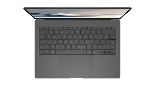 Asus zegt dat de Zenbook A14 veegvrije toetsen heeft en een vergroot touchpad. (Afbeeldingsbron: Asus)