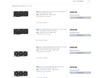 Best Buy RTX 5070 Ti prijzen worden getoond (Afbeelding bron: Screenshot, Best Buy)