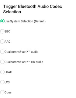 Beschikbare Bluetooth-audiocodecs