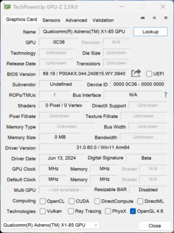 GPU-Z Qualcomm Adreno X1-85