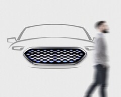 De grille van de smart car kan worden gevormd om tekst of afbeeldingen weer te geven (Afbeelding bron: Intops)