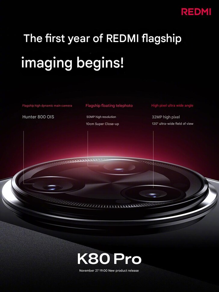 Redmi K80 Pro camera-opstelling (Afbeelding bron: Redmi - machine vertaald)