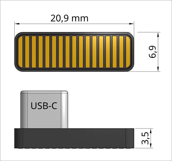 SoundSlide wordt aangesloten op de USB-C poort van een computer. (Afbeeldingsbron: SoundSlide)