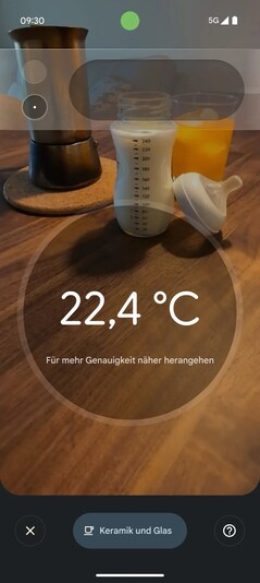 De thermometer app heeft ook een live weergave op de Pixel 8 Pro.