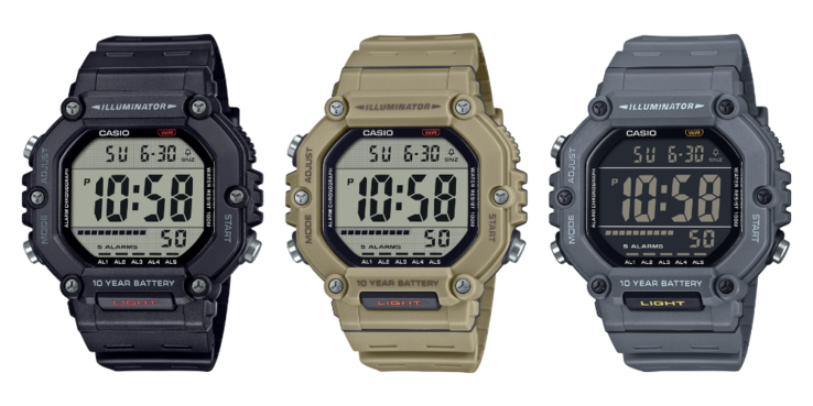 Van links naar rechts, de Casio AE1600H-1AV, AE1600H-5AV en AE1600H-8BV horloges. (Afbeeldingsbron: Casio)