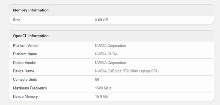 Nvidia GeForce RTX 5080 Geekbench listing (bron: Geekbench)