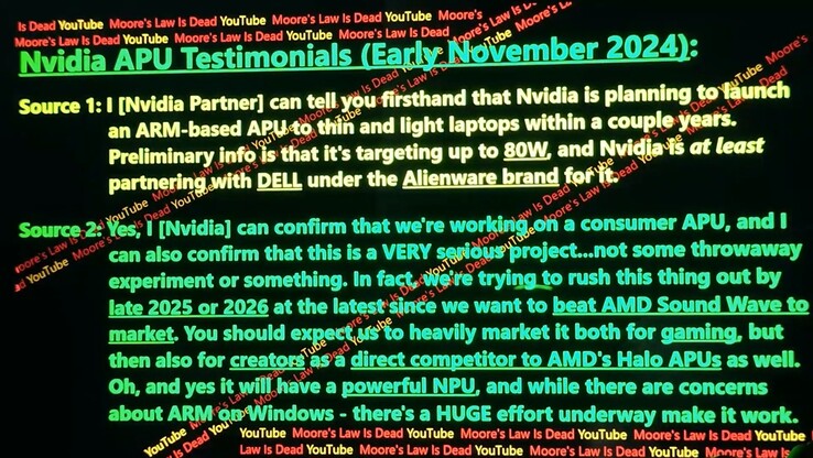 Nvidia ARM APU voor Windows. (Afbeeldingsbron: Moore's Law Is Dead)