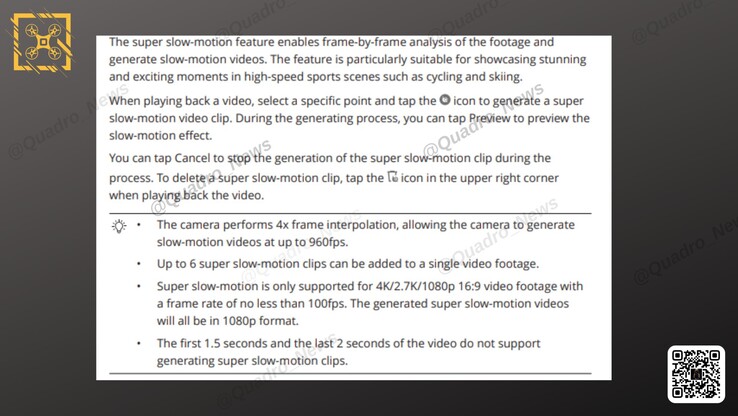 De leaker heeft ook licht geworpen op de super slow-motion functie van de Action 5 Pro. (Afbeeldingsbron: @Quadro_News via Twitter/X)