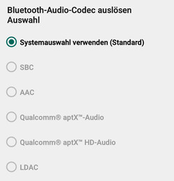 Beschikbare Bluetooth-audiocodecs