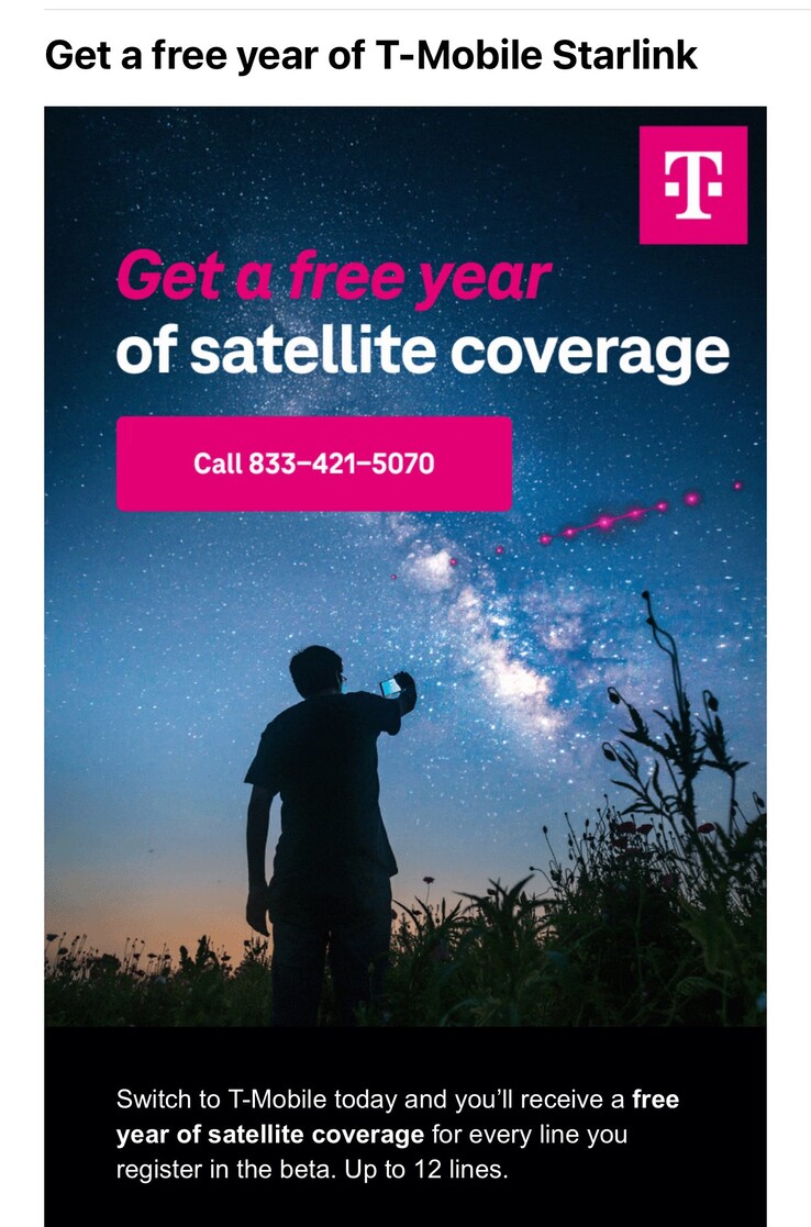 T-Mobile's gratis Starlink satelliet dekkingsaanbod