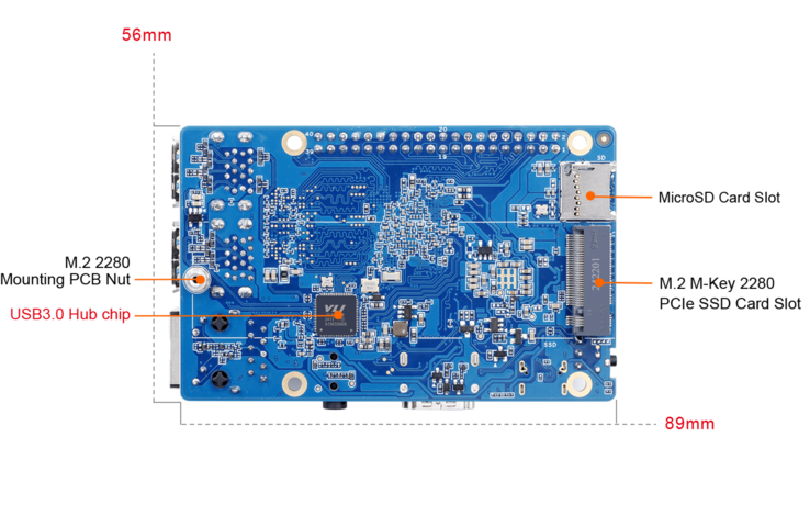 De SSD is aan de achterkant gemonteerd. (Afbeeldingsbron: Orange Pi)