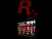 Rockstar Games logo met klok die aftelt tot de releasedatum van GTA 6