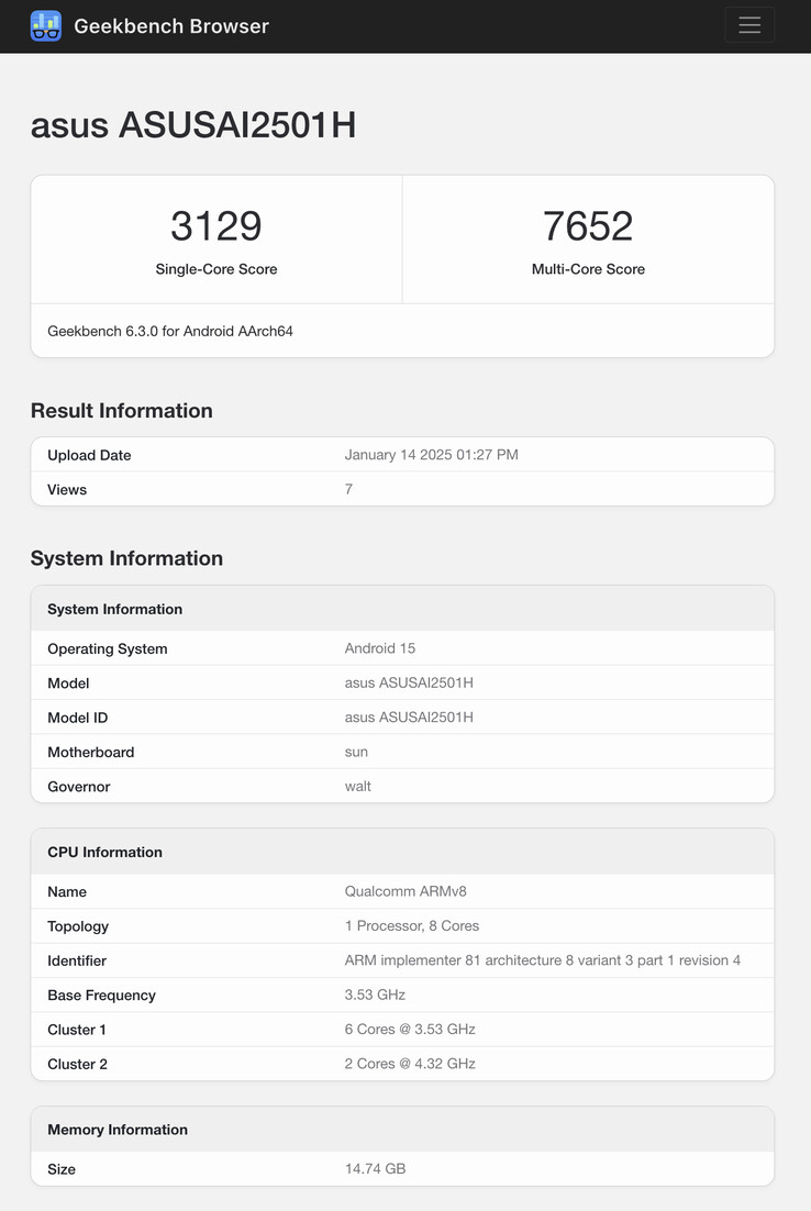 (Afbeeldingsbron: Geekbench)