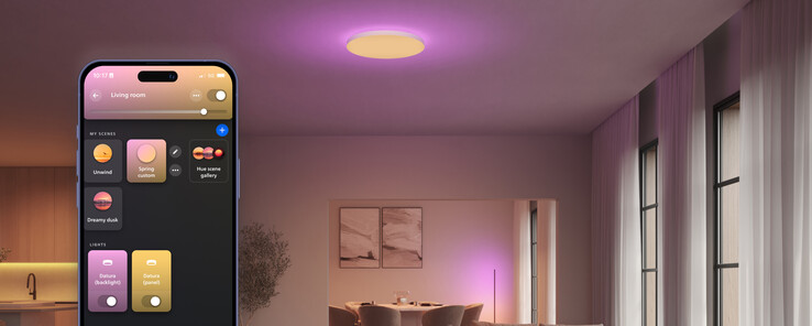 De Philips Hue Datura Plafondlampen kunnen worden bediend via de Philips Hue app. (Afbeeldingsbron: Philips Hue)