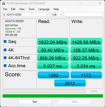 Prestatiecontrole met de ADATA SE920 via USB4