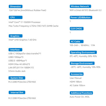 Specificatieblad voor de i7-variant (Afbeelding bron: Beelink)