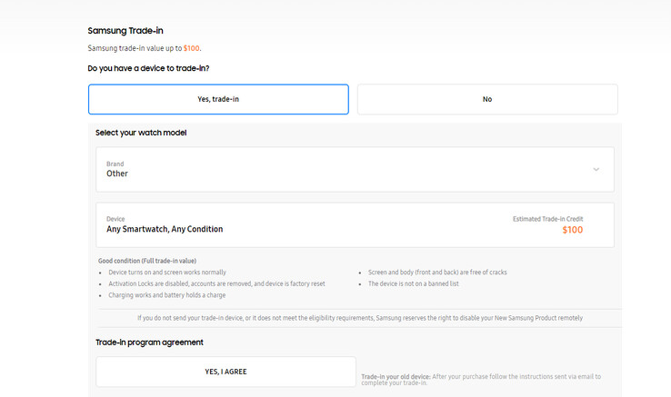 Huidige inruilaanbieding voor de smartwatch (bron: Samsung)