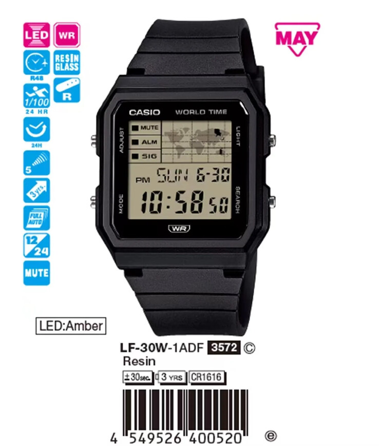 Het Casio LF-30W-1A horloge. (Beeldbron: Watchstore.vn)