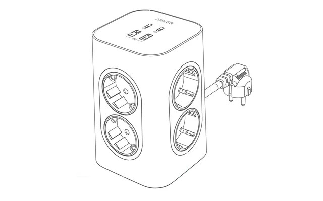 Een schets van de aankomende Anker 12-in-1 20W Power Strip. (Afbeeldingsbron: Anker)