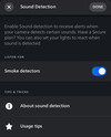 De aankomende geluidsdetectiefunctie van het Philips Hue Secure rookalarm. (Afbeeldingsbron: Philips Hue)