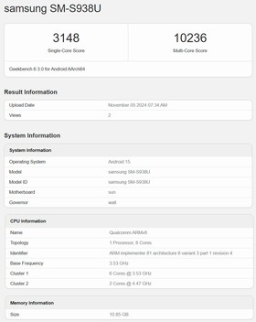 Snapdragon 8 Elite voor Galaxy Geekbench CPU (beeldbron: Geekbench)