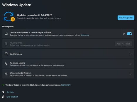 Windows Update 24H2 gepauzeerd (Afbeeldingsbron: Screenshot)