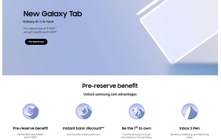 Voordelen vooraf reserveren van Galaxy Tab S10 (Afbeelding bron: Samsung)