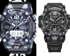 De uitgelekte Casio G-Shock Mudmaster GG-B100X (links) en de duurdere G-Shock GWG-2000 (rechts) zullen naar verwachting een behoorlijk aantal functies delen. (Afbeelding bron: @geesgshock op Instagram / Casio)