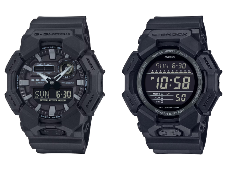 De Casio GA010-1A1 (links) en GD010-1A1 (rechts) horloges. (Afbeeldingsbron: Casio)