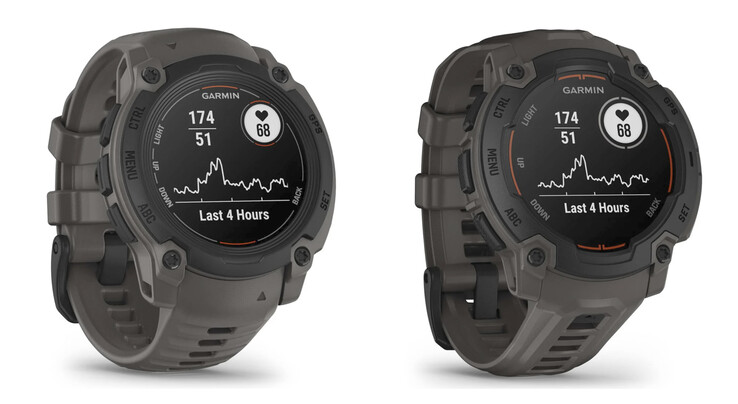 De Instinct E in kastmaten 40 mm en 45 mm, van links naar rechts. (Afbeelding bron: Garmin)