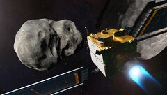 NASA&#039;s DART-ruimtevaartuig (Double Asteroid Redirection Test) voor de inslag van Didymos, een illustratie. (Afbeeldingsbron: NASA/Johns Hopkins APL/Steve Gribben)