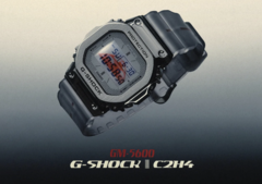 De Casio G-Shock GM-5600 &#039;Space Age&#039; editie heeft een rode afbeelding van het Themagebouw op de internationale luchthaven van Los Angeles. (Afbeeldingsbron: C2H4)