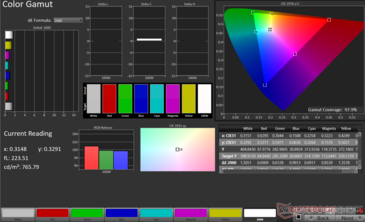 sRGB 2D-kleurengamma: 98% dekking