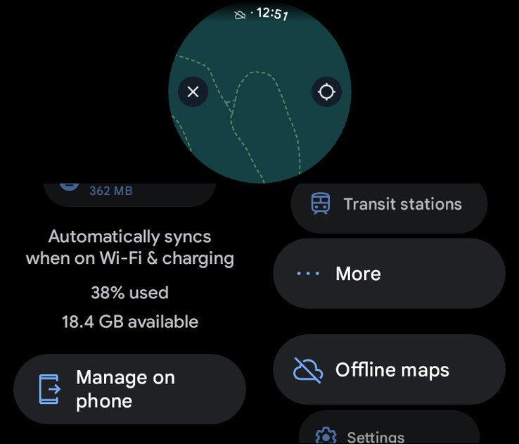 Offline kaartfunctie op Google Maps voor Wear OS beta 11.140.0701.W (bron: 9to5Google)