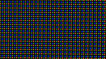 Het OLED-beeldscherm gebruikt een RG/BG sub-pixelmatrix die uit één rode, één blauwe en twee groene lichtdiodes bestaat.