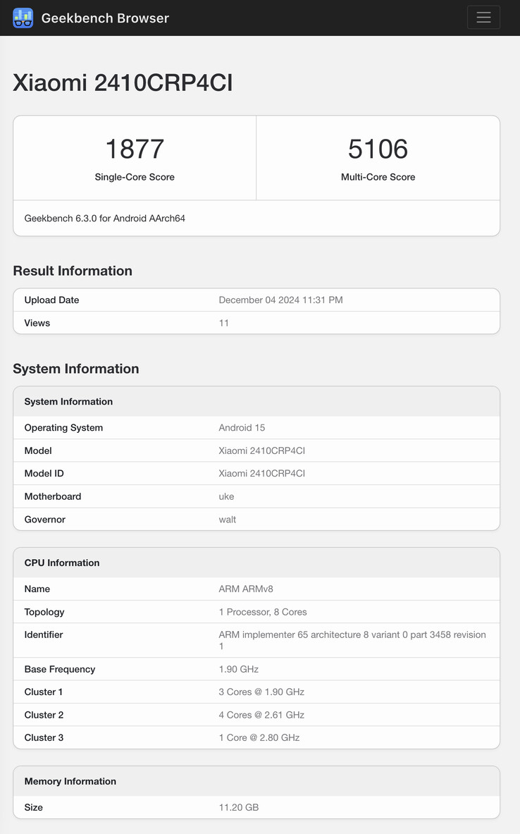 (Afbeeldingsbron: Geekbench)