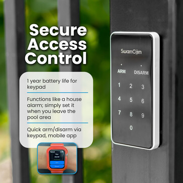 Het SwamCam-toetsenbord schakelt het zwembadalarm in en uit. (Afbeeldingsbron: SwamCam)
