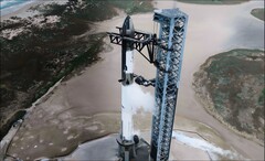 Het Starship van SpaceX op het lanceerplatform. (Afbeeldingsbron: SpaceX)