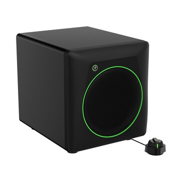 De CR8SBT subwoofer met bedrade bureauafstandsbediening (Afbeelding bron: Mackie)