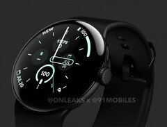 De Google Pixel Watch 3 heeft nauwelijks veranderingen in het ontwerp, maar wel nieuwe functies. (Afbeeldingsbron: @OnLeaks / 91mobiles)