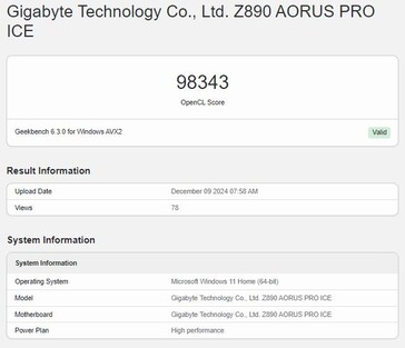 Intel Arc B580 OpenCL prestaties. (Afbeeldingsbron: Geekbench)